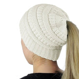 Womens Ponytail Cap Warm Beanie Knitted Hat Messy High Bun Ponytail Beanie Hat - ASUS