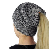 Womens Ponytail Cap Warm Beanie Knitted Hat Messy High Bun Ponytail Beanie Hat - ASUS