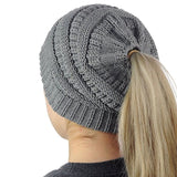 Womens Ponytail Cap Warm Beanie Knitted Hat Messy High Bun Ponytail Beanie Hat - ASUS