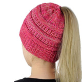 Womens Ponytail Cap Warm Beanie Knitted Hat Messy High Bun Ponytail Beanie Hat - ASUS