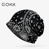 COKK Winter Hats For Women Men Turban Hat Female Beanie Flower Pattern Hip Hop Bone Male Gorro Feminino Ponytail Hat 2018 New - ASUS