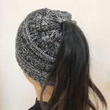 Fashion Ponytail Beanie Women Knitted Crochet Wool Solid Skullies Beanies  Winter Warm Ski Hats - ASUS