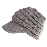 Women Ponytail Cover Beanie Winter Hats Stretchy Knitted Solid Color Hip-Hop Skullies Beanie Warm Cap TT@88 - ASUS