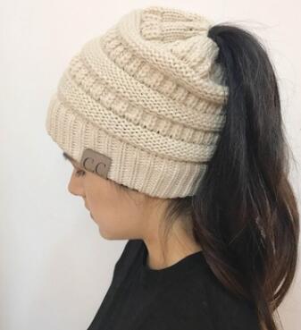 Messy Bun Drop Shipping Soft Knit Ponytail Beanie Winter Hats For Women - ASUS