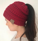 Messy Bun Drop Shipping Soft Knit Ponytail Beanie Winter Hats For Women - ASUS