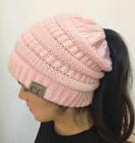 Messy Bun Drop Shipping Soft Knit Ponytail Beanie Winter Hats For Women - ASUS